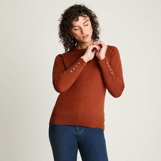 Sweater Mujer con Tachas Doradas Terracota
