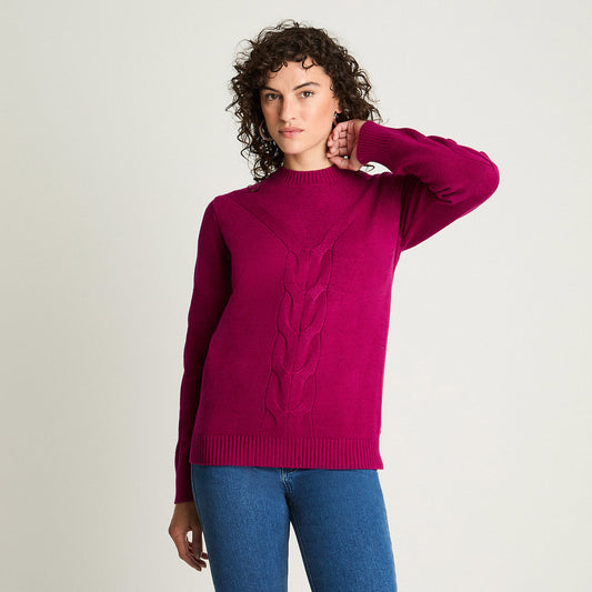 Sweater Mujer Magenta con Trenzado Frontal