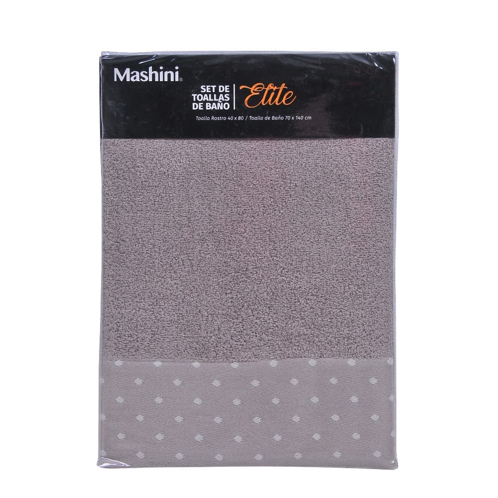Set 2 Toallas Elite 450 grs 70x140/40x80cm Taupe