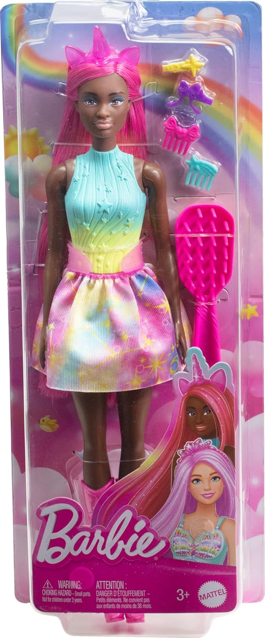 muñeca-unicornio-con-cabello-de-fantasía-magenta-y-accesorios-coloridos