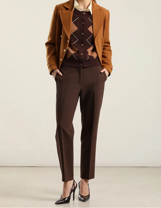 Cardigan Mujer Punto Rombo Lurex Cafe