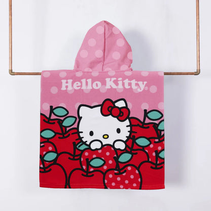 Toalla Playa Niña Capucha MF 60x120 cm Hello Kitty Manzana