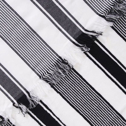 Toalla Playa Turca Algodón 80x160 cm Rayas Negro - Blanco