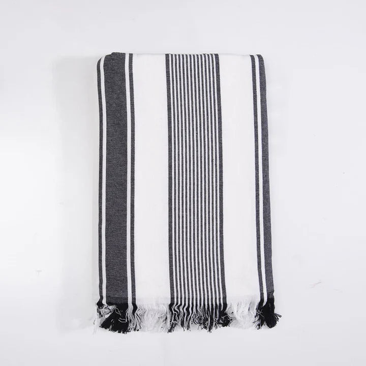 toalla-playa-turca-algodón-80x160-cm-rayas-negro---blanco
