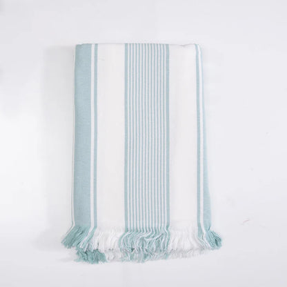 Toalla Playa Turca Algodón 80x160 cm Rayas Celeste - Blanco