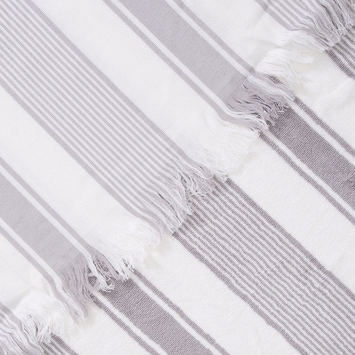 Toalla Playa Turca Algodón 80x160 cm Rayas Beige - Blanco