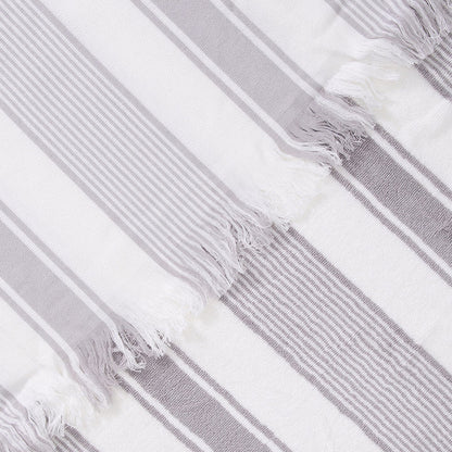 Toalla Playa Turca Algodón 80x160 cm Rayas Beige - Blanco