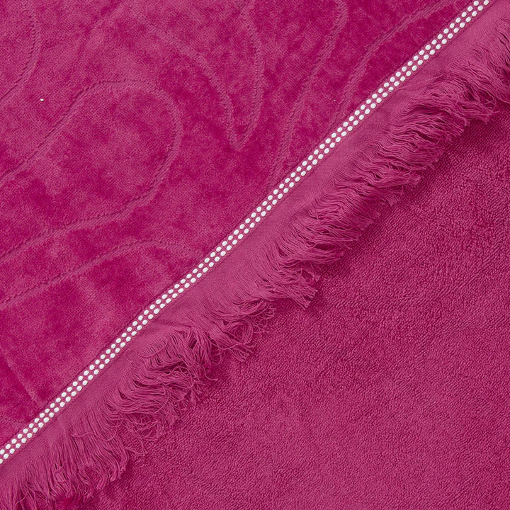 Toalla Playa Jacquard 3D Algodón 80x160 cm Flores Fucsia