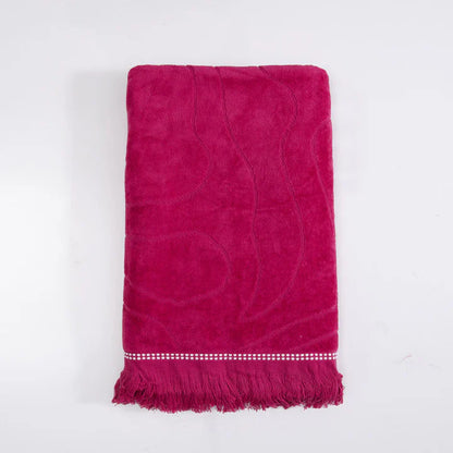 toalla-playa-jacquard-3d-algodón-80x160-cm-flores-fucsia