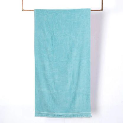 Toalla Playa Jacquard 3D Algodón 80x160 cm Flores Turquesa
