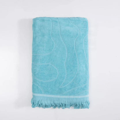 toalla-playa-jacquard-3d-algodón-80x160-cm-flores-turquesa