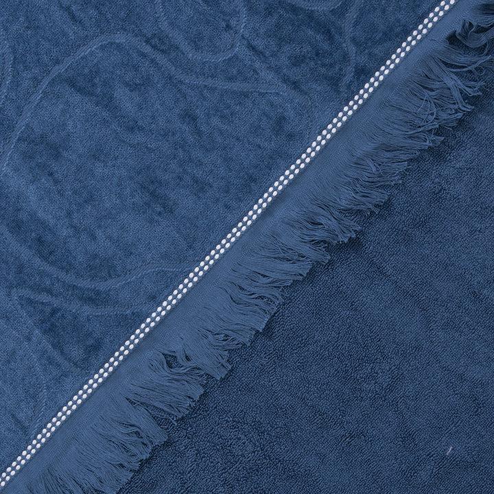 Toalla Playa Jacquard 3D Algodón 80x160 cm Flores Azul