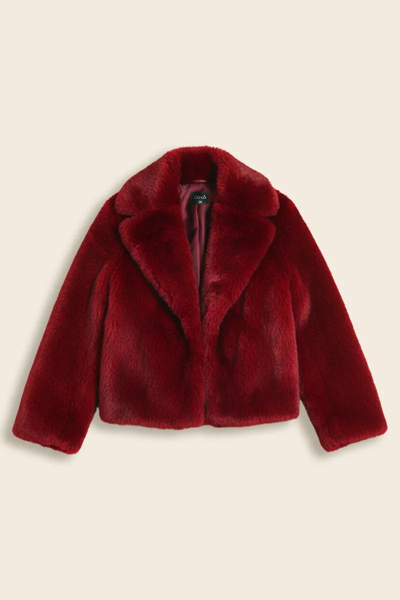Chaqueta Mujer Efecto Piel Matizada Rojo