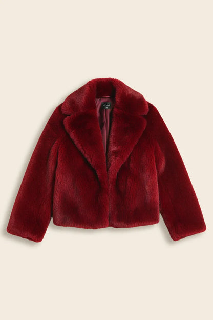 Chaqueta Mujer Efecto Piel Matizada Rojo