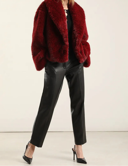 Chaqueta Mujer Efecto Piel Matizada Rojo