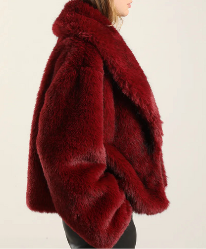 Chaqueta Mujer Efecto Piel Matizada Rojo