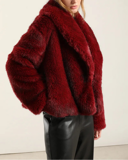 Chaqueta Mujer Efecto Piel Matizada Rojo
