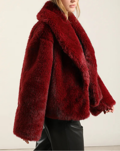 Chaqueta Mujer Efecto Piel Matizada Rojo