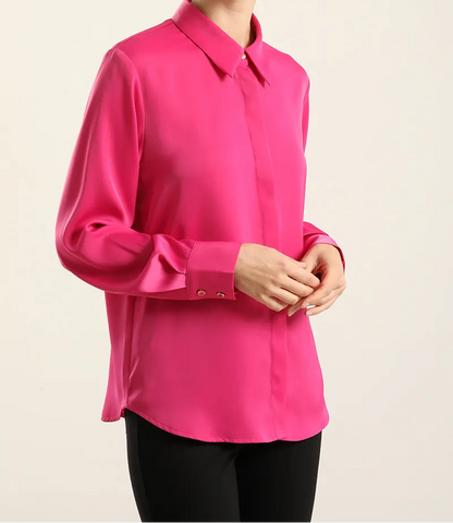 Blusa Mujer Basica Satin Opaco Fucsia