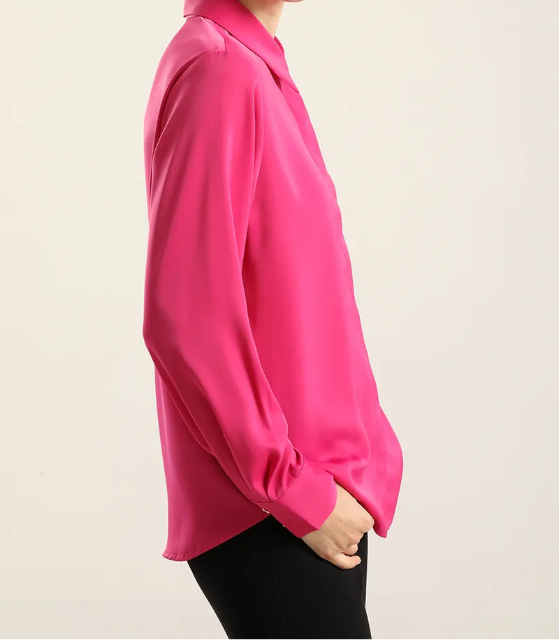Blusa Mujer Basica Satin Opaco Fucsia