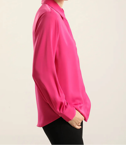 Blusa Mujer Basica Satin Opaco Fucsia