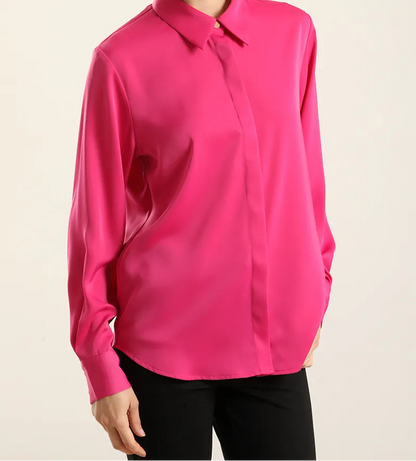 Blusa Mujer Basica Satin Opaco Fucsia