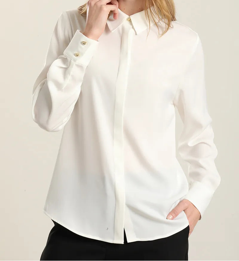 Blusa Mujer Basica Satin Opaco Crudo