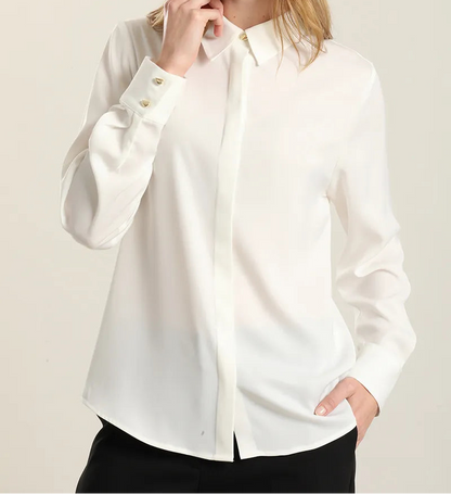 Blusa Mujer Basica Satin Opaco Crudo