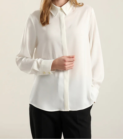 Blusa Mujer Basica Satin Opaco Crudo