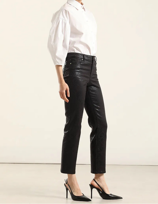 Pantalon Mujer Pitillo Folia Paisley Negro