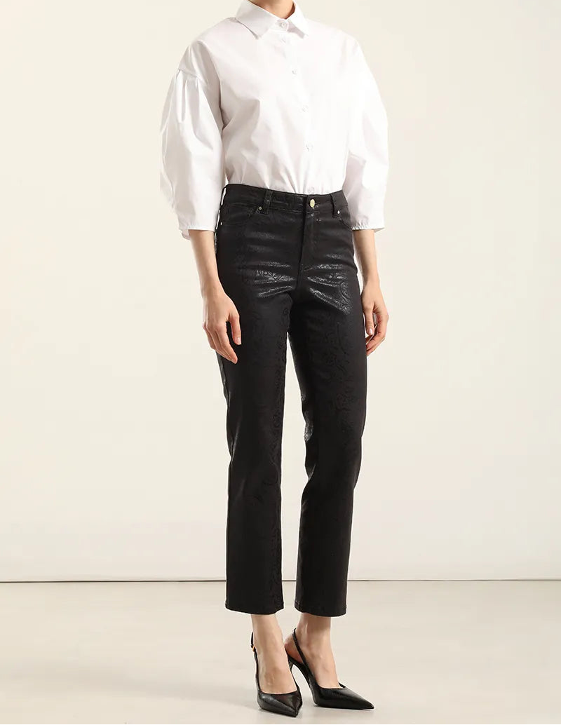 Pantalon Mujer Pitillo Folia Paisley Negro