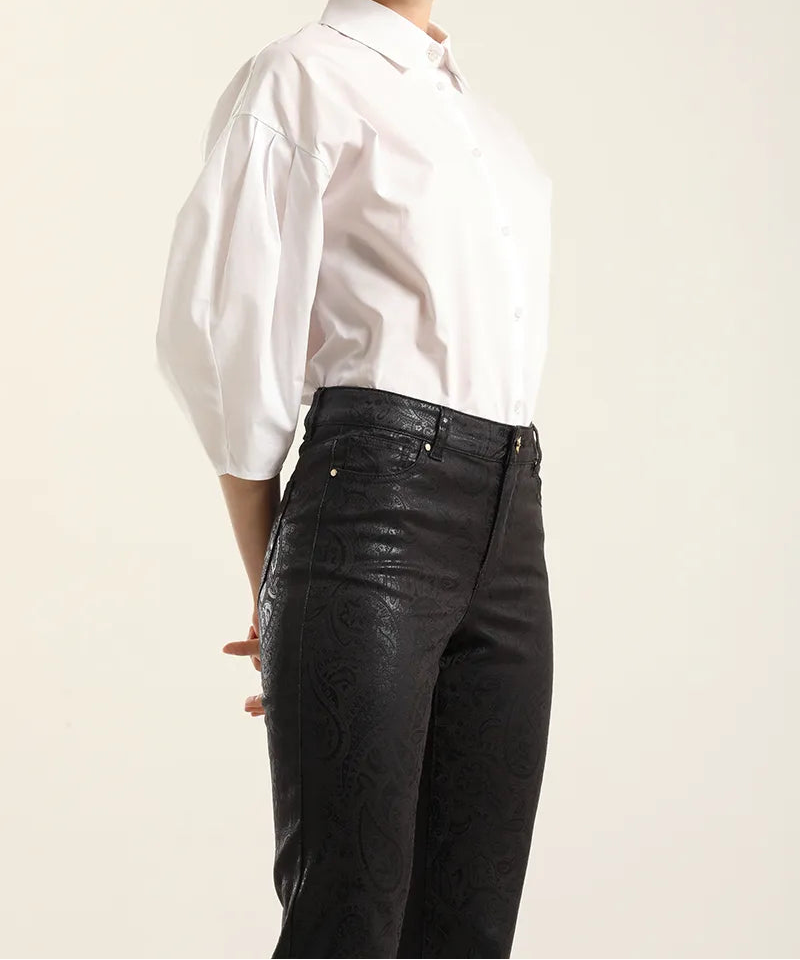 Pantalon Mujer Pitillo Folia Paisley Negro