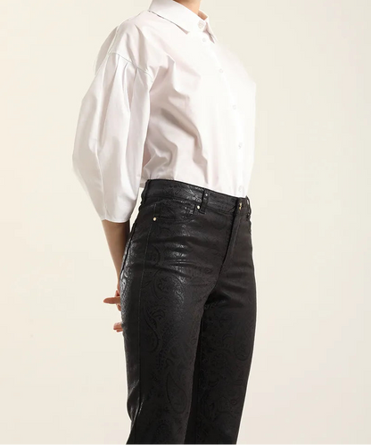 Pantalon Mujer Pitillo Folia Paisley Negro