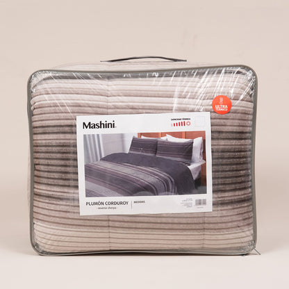 Plumón Corduroy Coral Sherpa Líneas Vison