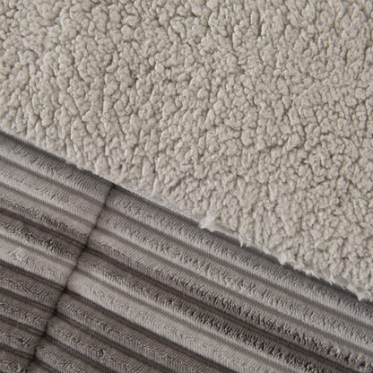 Plumón Corduroy Coral Sherpa Líneas Gris