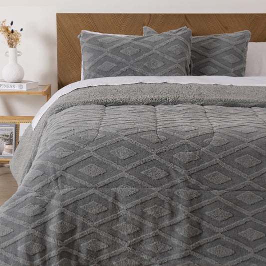 Plumón Sherpa Jacquard Rombo Gris
