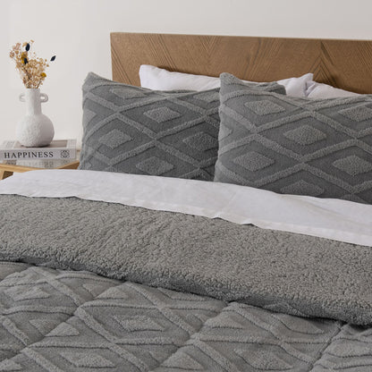 Plumón Sherpa Jacquard Rombo Gris