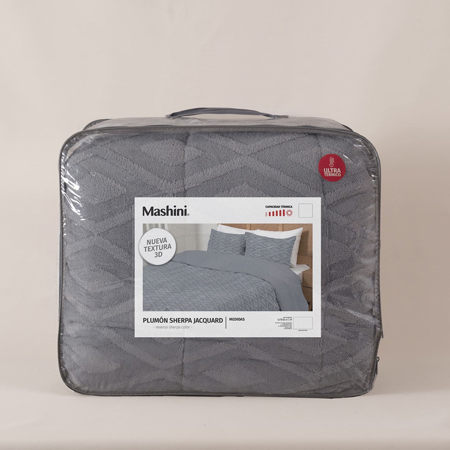 Plumón Sherpa Jacquard Rombo Gris