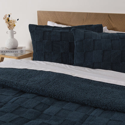 Plumón Sherpa Jacquard Cuadrado Azul