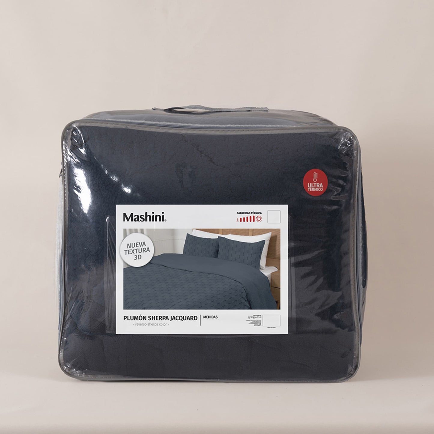 Plumón Sherpa Jacquard Cuadrado Azul