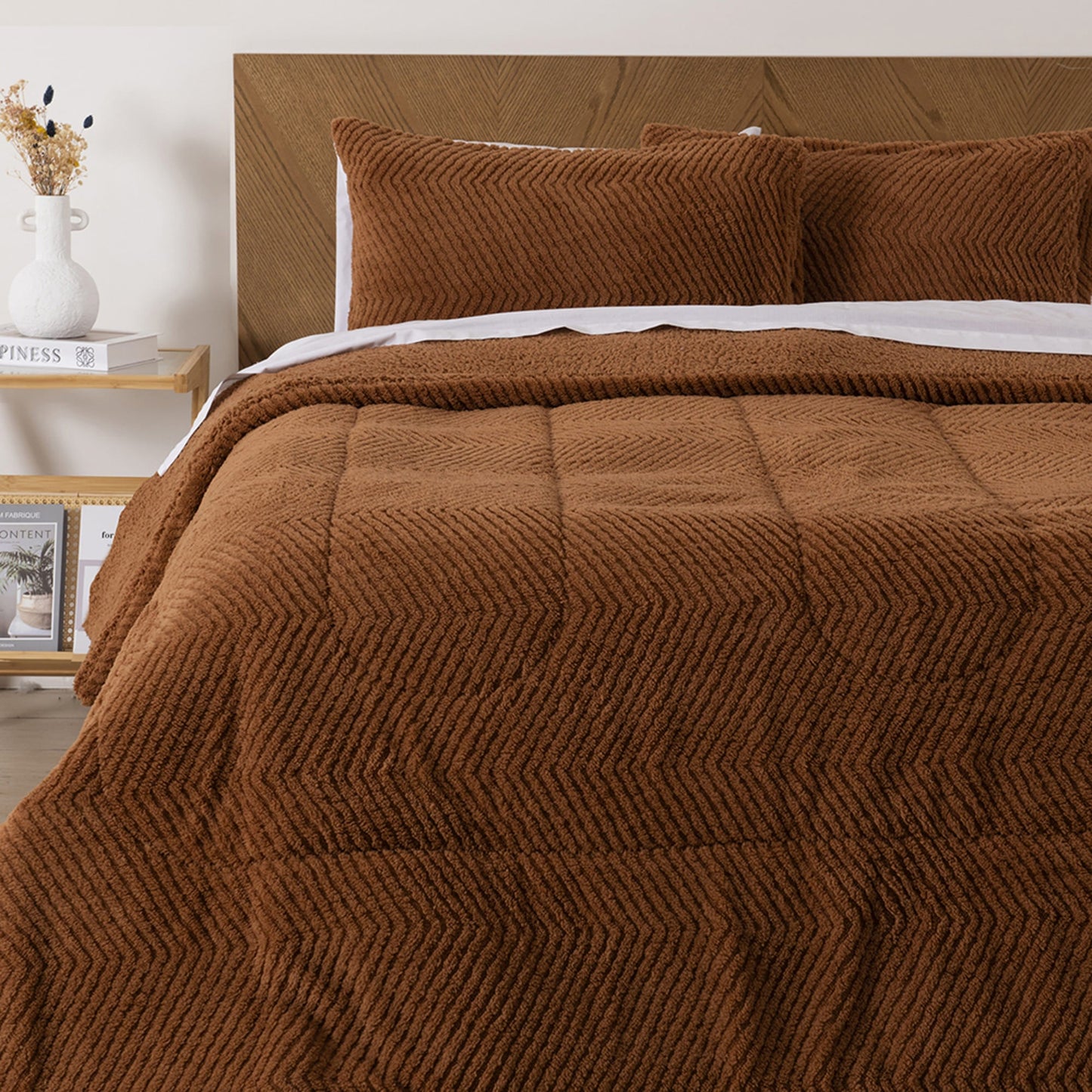 Plumón Sherpa Jacquard Chevron Café