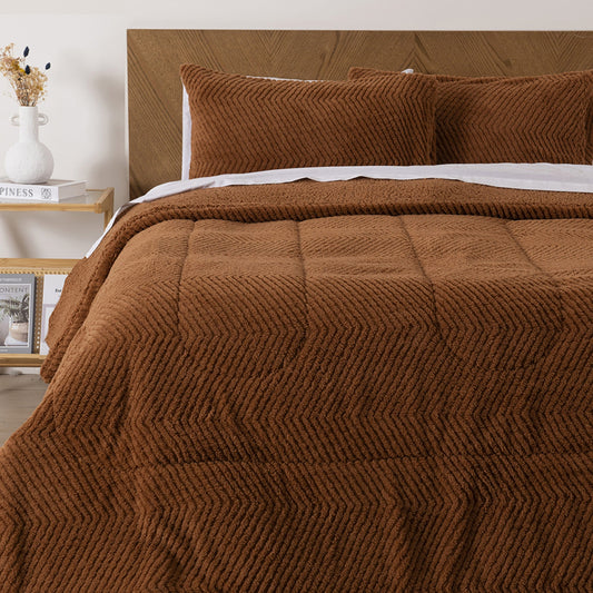 Plumón Sherpa Jacquard Chevron Café