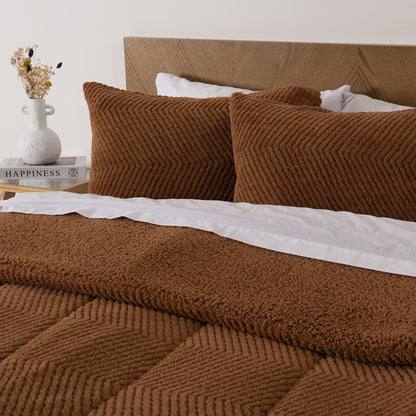 Plumón Sherpa Jacquard Chevron Café