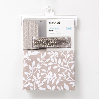 Cortina de Baño 180x180 cm Hojas Mashini