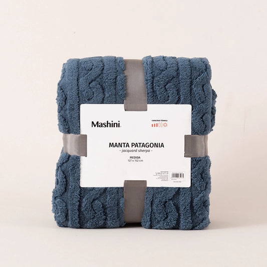 Manta Patagonia Jacquard Sherpa 127x152cm Azul