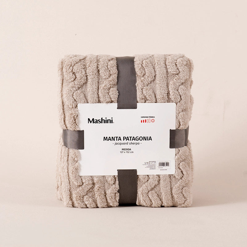 Manta Patagonia Jacquard Sherpa 127x152cm Taupe