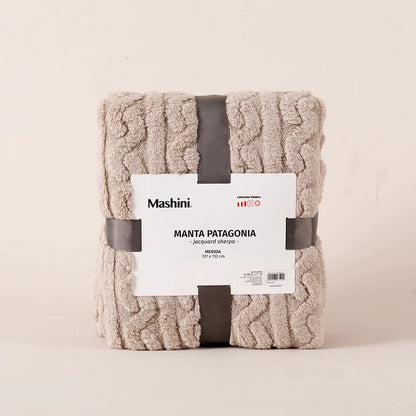 Manta Patagonia Jacquard Sherpa 127x152cm Taupe