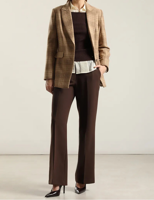 Blazer Mujer Principe De Gales Cafe