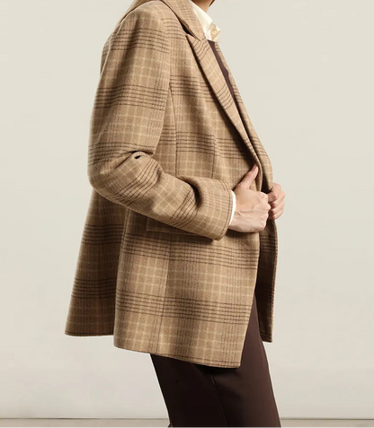 Blazer Mujer Principe De Gales Cafe