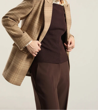 Blazer Mujer Principe De Gales Cafe